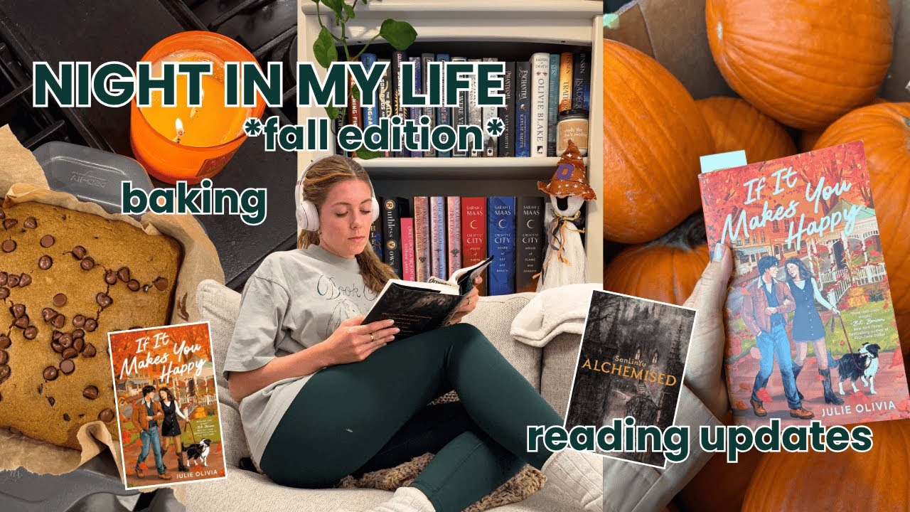 bookish night in my life *fall edition* 🍂🧡 (reading updates & fall baking)
