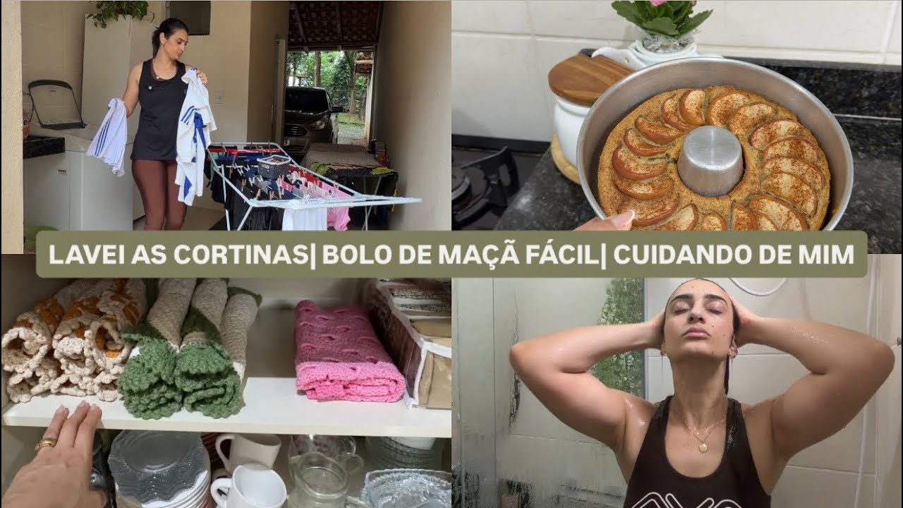 Lavei as cortinas |limpei o buffet |bolo de maçã com 4 ingredientes|cuidei de mim e mais|LAÍS VELOSO