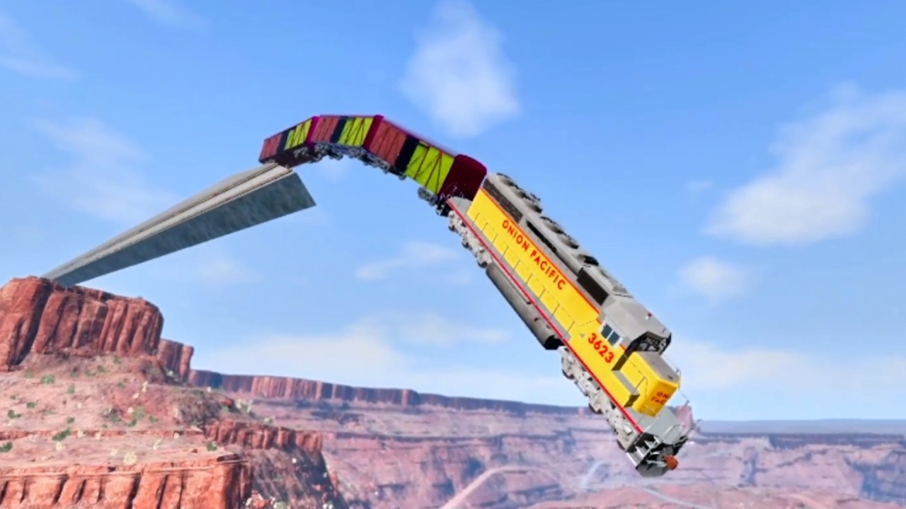 Train vs Steep Slope #10 - Cars vs Train - BeamNG.Drive