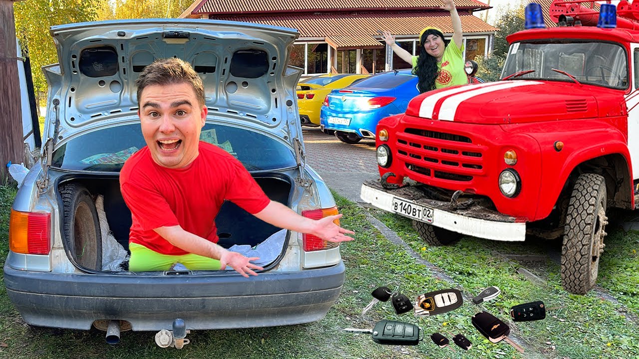 I bought Audi VS Family on Motorcycle VS Camaro in Pool in Amazing Race on Fire Truck Comedy Video