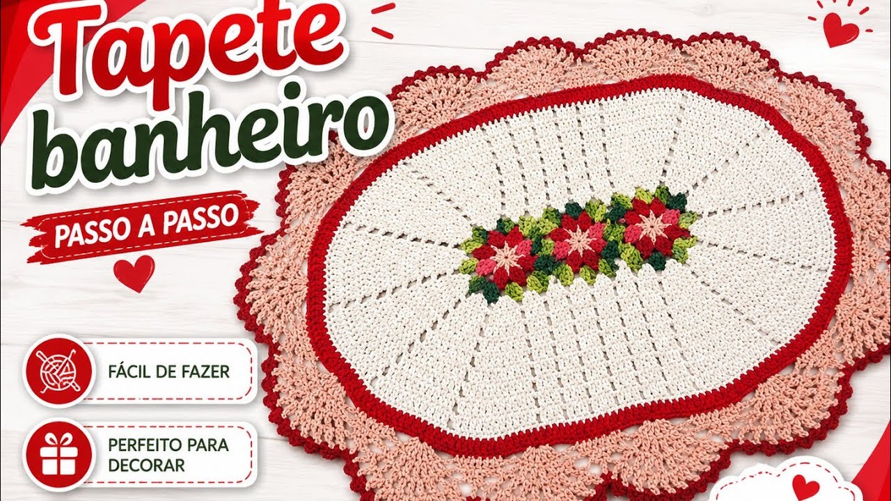 Tapete banheiro crochê simples, lindo e fácil - Passo a passo
