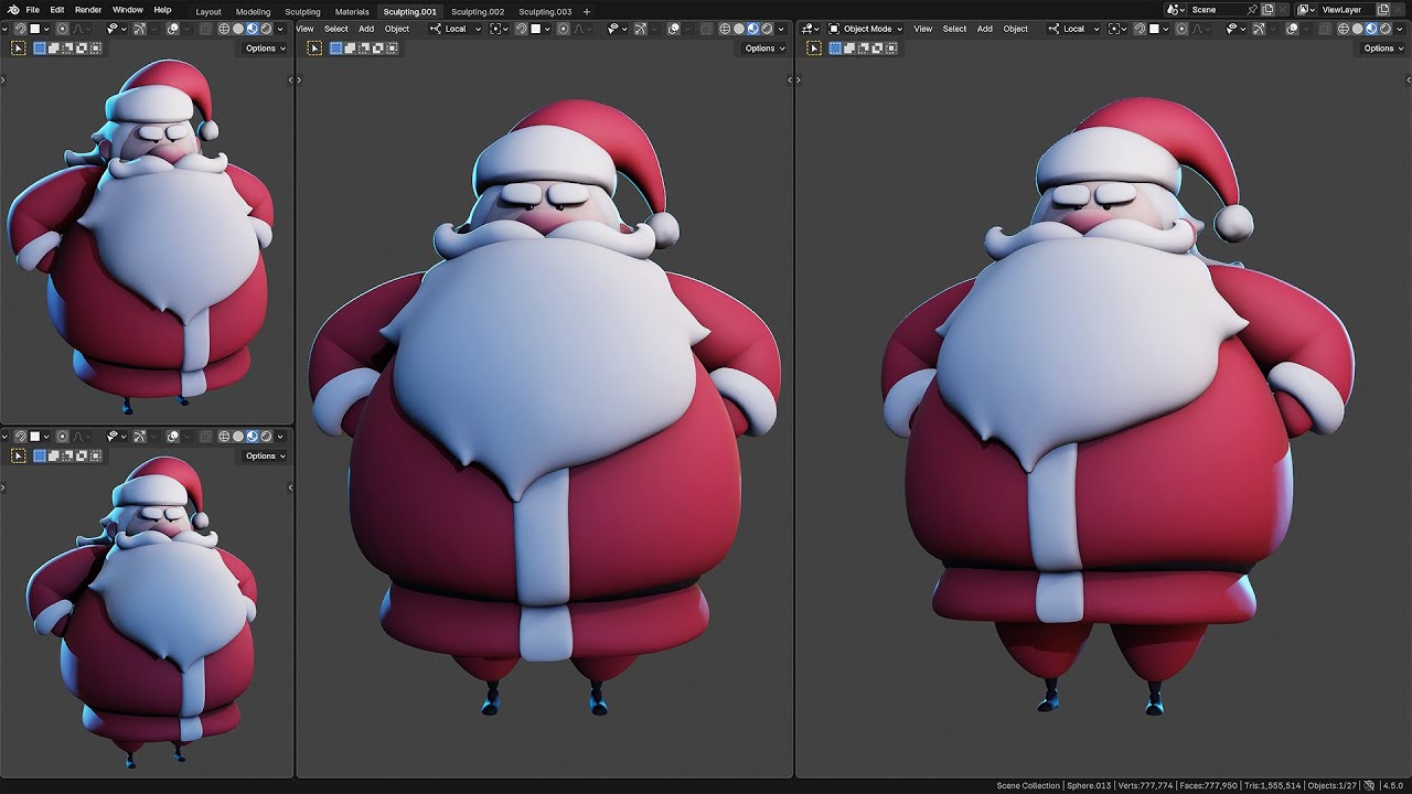 Sculpting Angry Santa in Blender