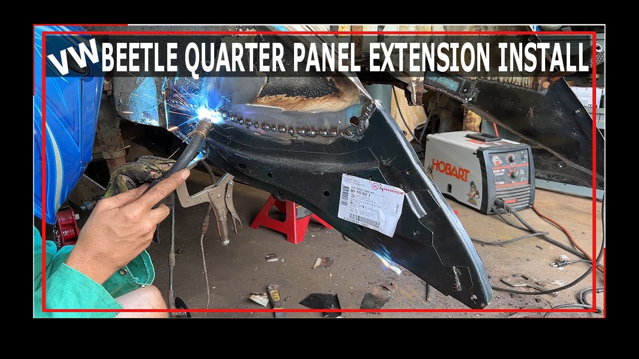 VW Beetle Rear Quarter Panel Wheel House Install - VW Restoration - Beetle Bumper Brackets - DIY