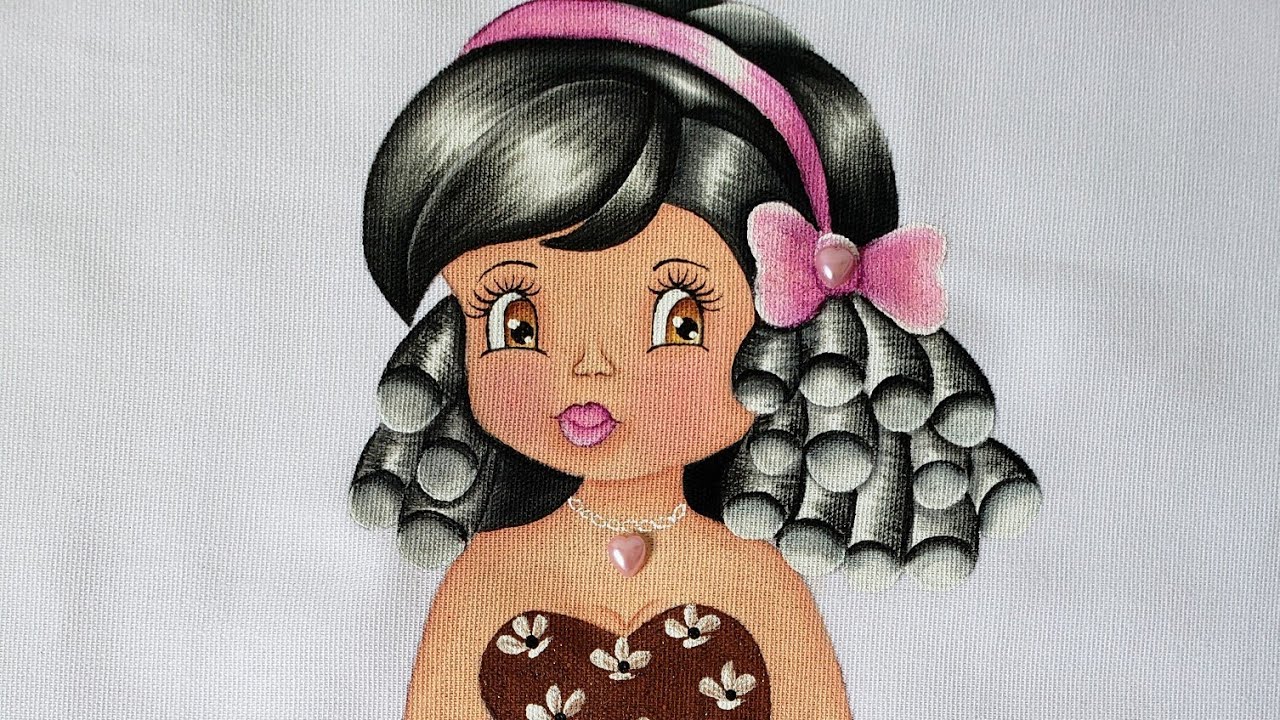 como pintar boneca com cachos preto platinado.