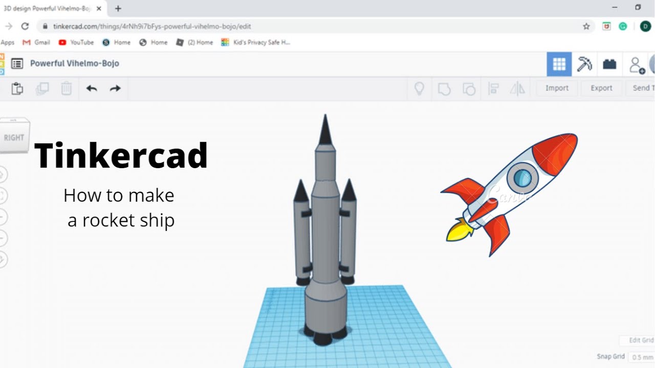 Tinkercad - How To Make A Rocket - Simple