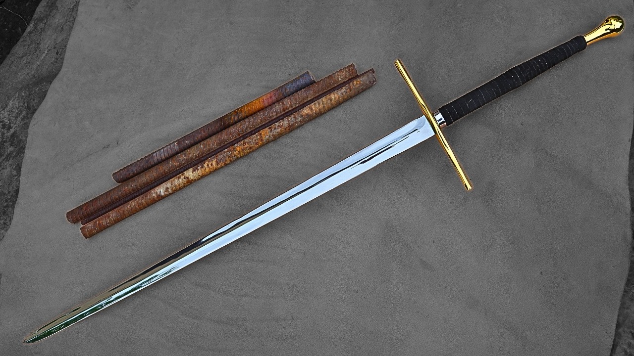 Turning Rusty REBAR into Mirror Shine SWORD
