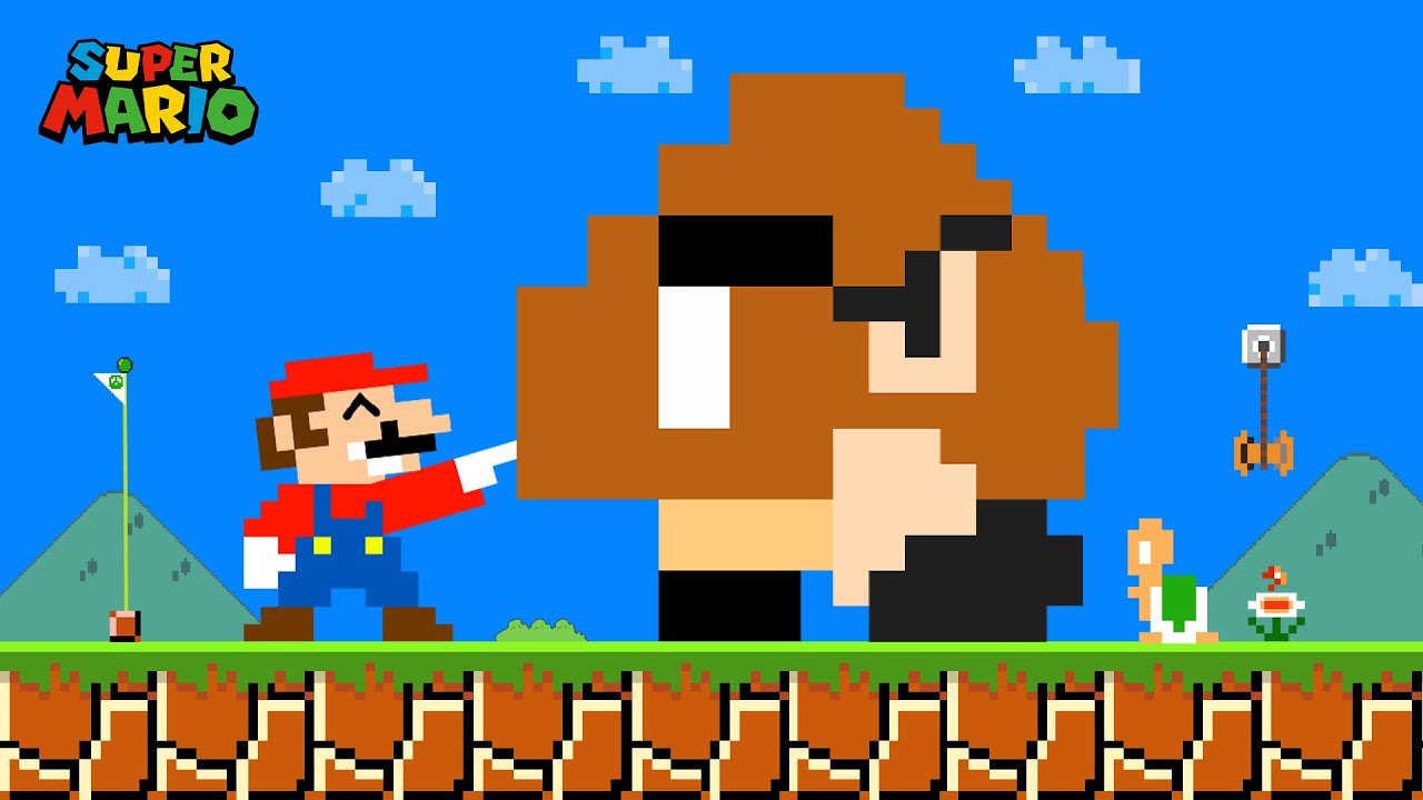 Super Mario Bros. but Everything Mario Touches Turns into TINY