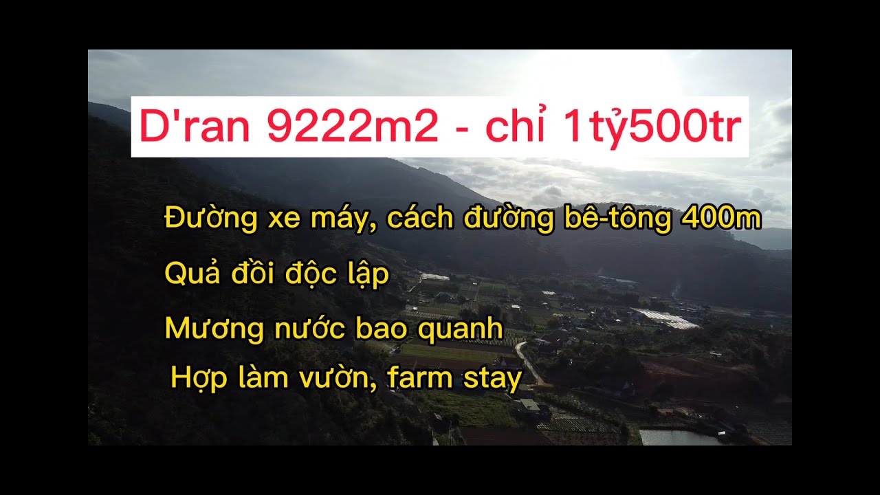 ĐẤT VƯỜN ĐÀ LẠT CỰC RẺ | 9222m2 chỉ 1 TỶ 500TR | TT D'RAN | NHÀ ĐẤT ĐÀ LẠT | XÓM NÚI BÌNH YÊN