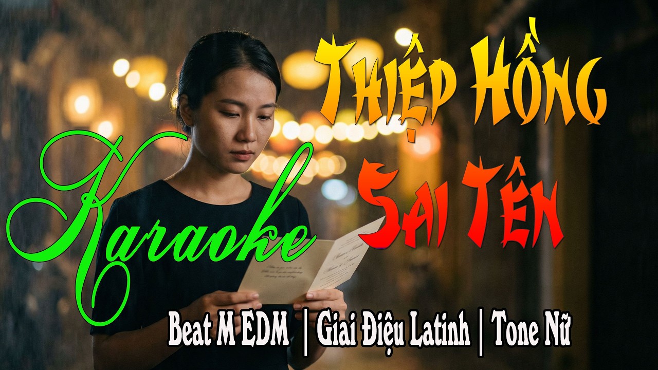 🎤 Thiệp Hồng Sai Tên Tone Nữ | Karaoke Giai Điệu Latinh Cực Hay | Beat M EDM Dễ Hát