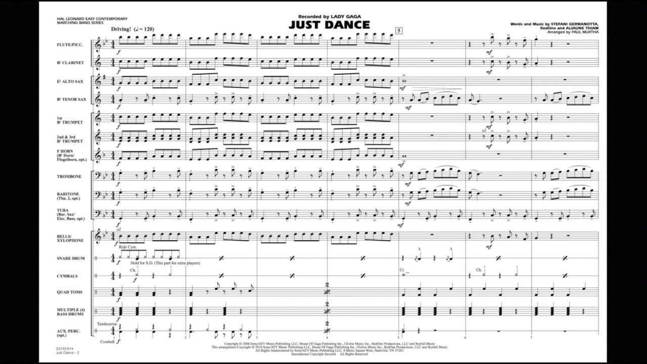 Just Dance arranged by Paul Murtha