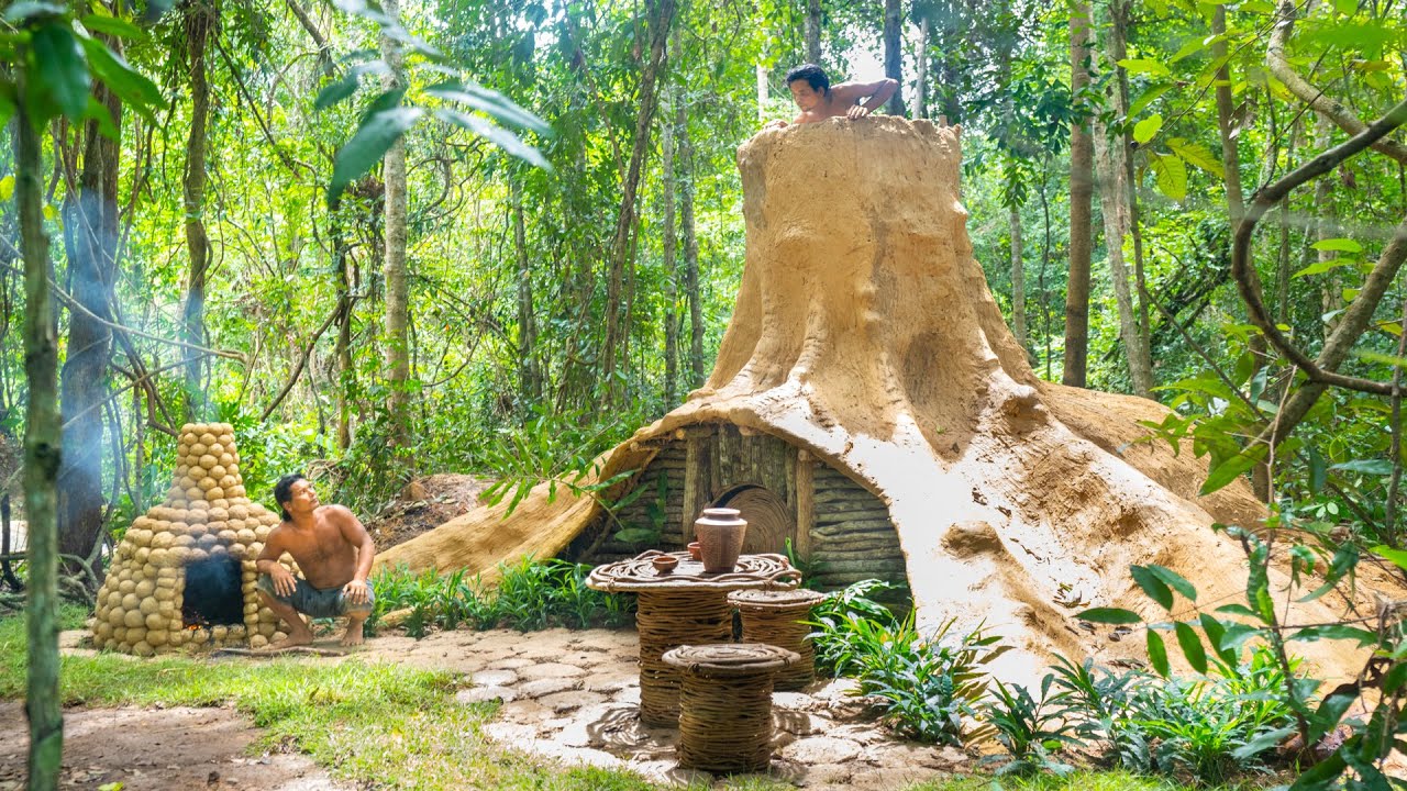 Building the Most Amazing Hidden Home Shelter in the Deep Jungle by Ancient Skills