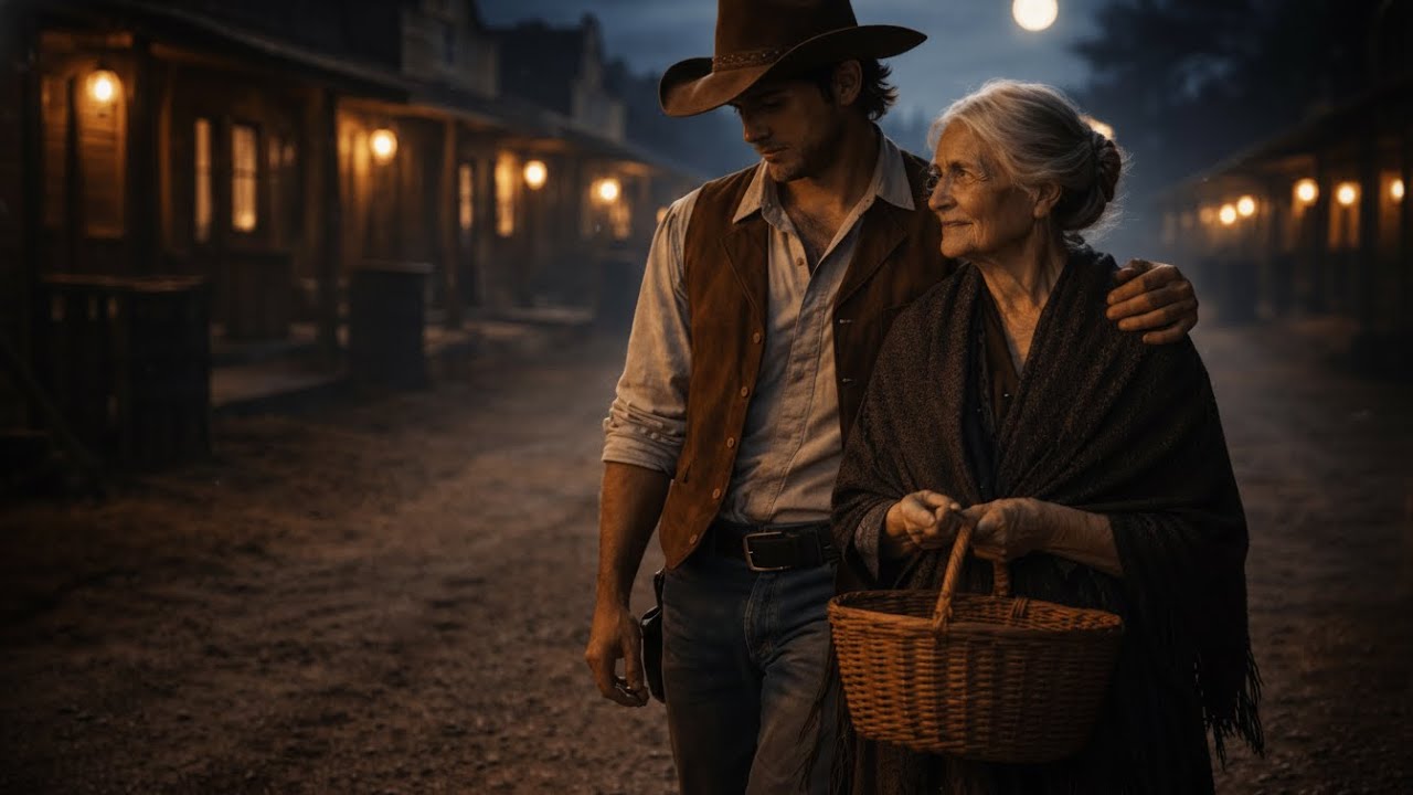 “An Old Woman Came Out at Night for Food — The Young Cowboy Took Her Safely Home ”