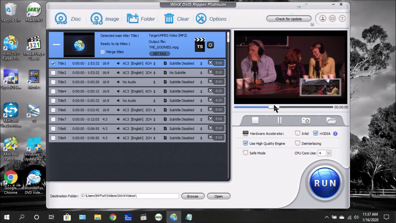 Ripping DVDs using WinX DVD Ripper Platinum