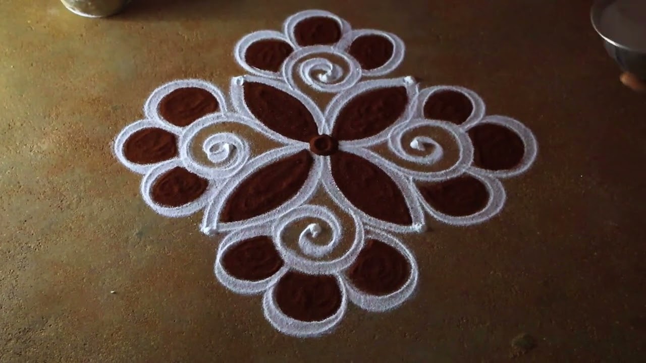Aadi 1 special simple flower kolam🌹3*3 pandaga muggulu design🌹aadivelli padi kolam