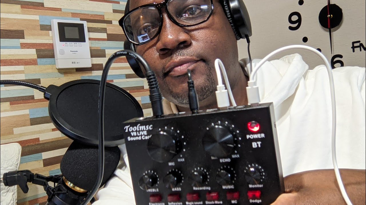 V8 Live Sound Card And BM 800 Condenser Microphone Set Up And Sound Check- Masunga John/マスンがジョン