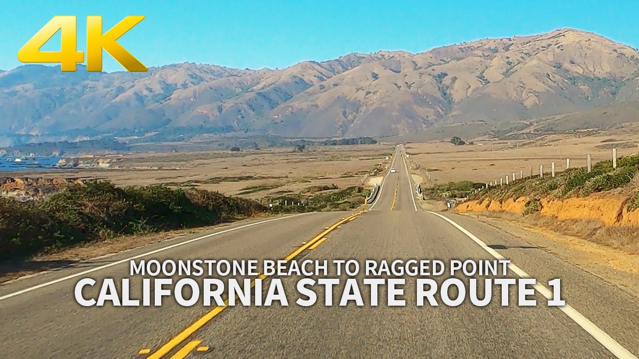 [4K] CALIFORNIA STATE ROUTE 1 - Driving Moonstone Beach to San Simeon to Ragged Point, California