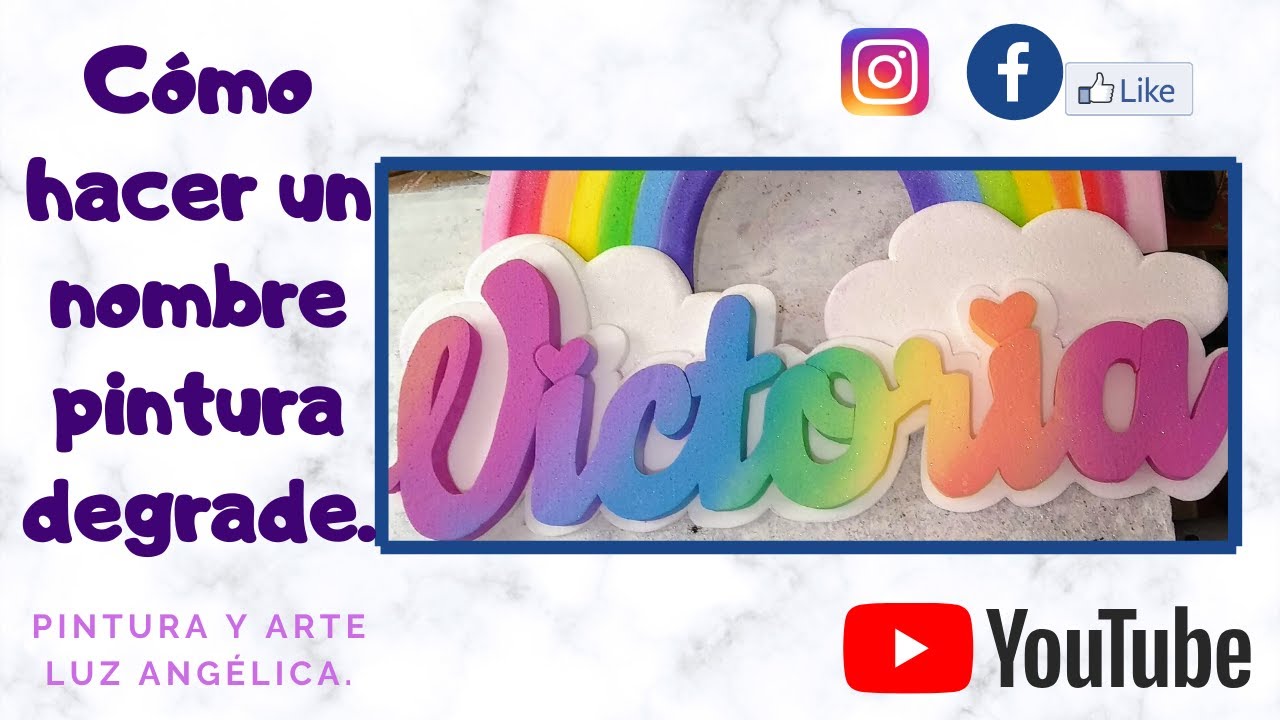 DIY NOMBRE EN ICOPOR/ letra cursiva (proceso de creación) RAINBOW🌈 🌈 #NombreVictoria.