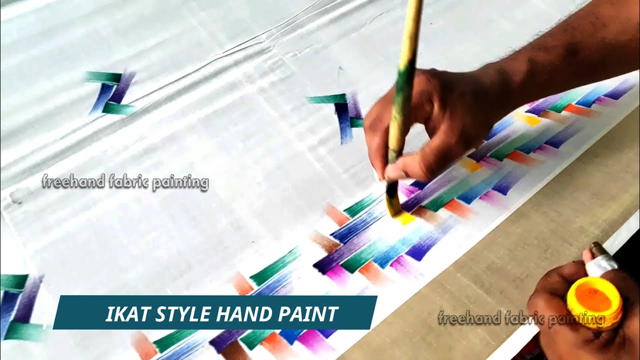 ikat style hand paint | ikat print sarees | Ikat border-style first basic stroke hand painting, ikat