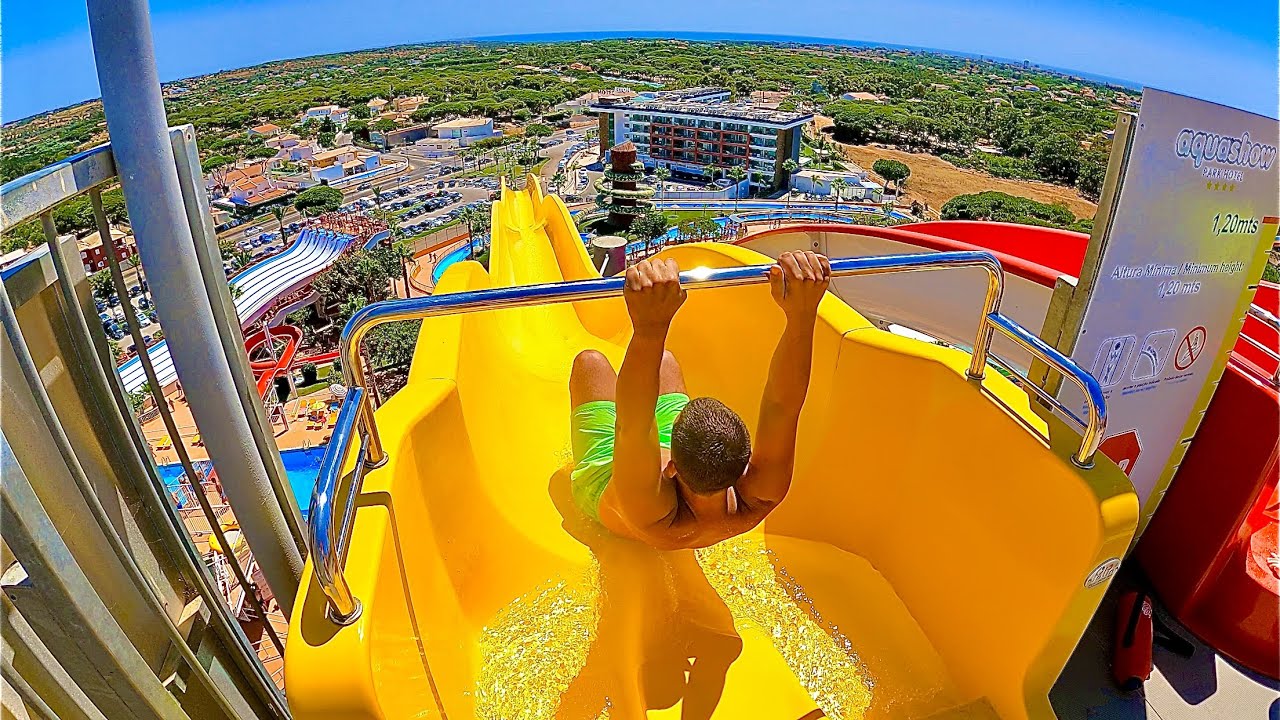 Waterslides at Aquashow Park in Portugal & Montanha Russa Water Coaster