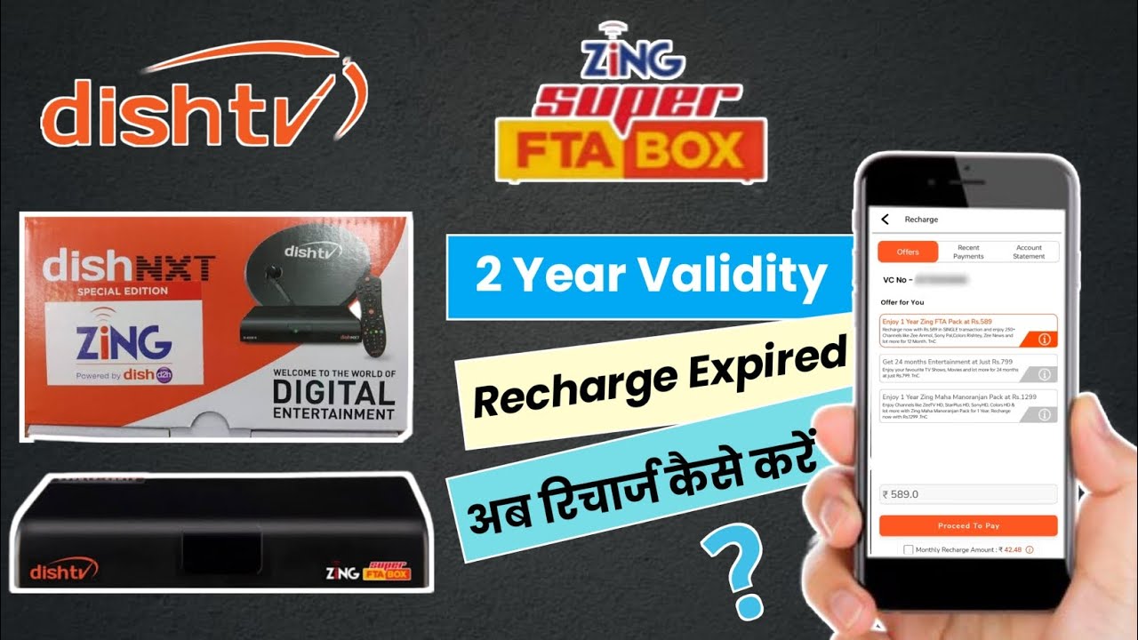 How To Recharge Dish Tv Zing Super Fta Box | For 2 Or 4 Years.