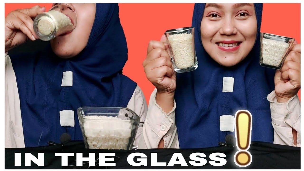 ASMR RAW RICE EATING || MAKAN BERAS MENTAH DI GELAS || ASMR INDONESIA || #eatingshow