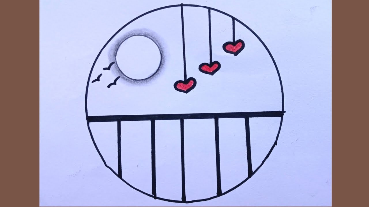 Easy Circle scenery drawing | Pencil Art | Circle drawing for beginners