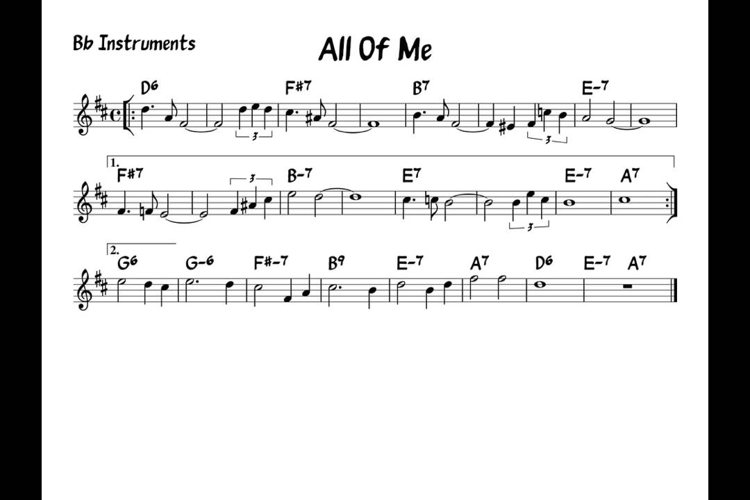 All of me - Play along - Bb version