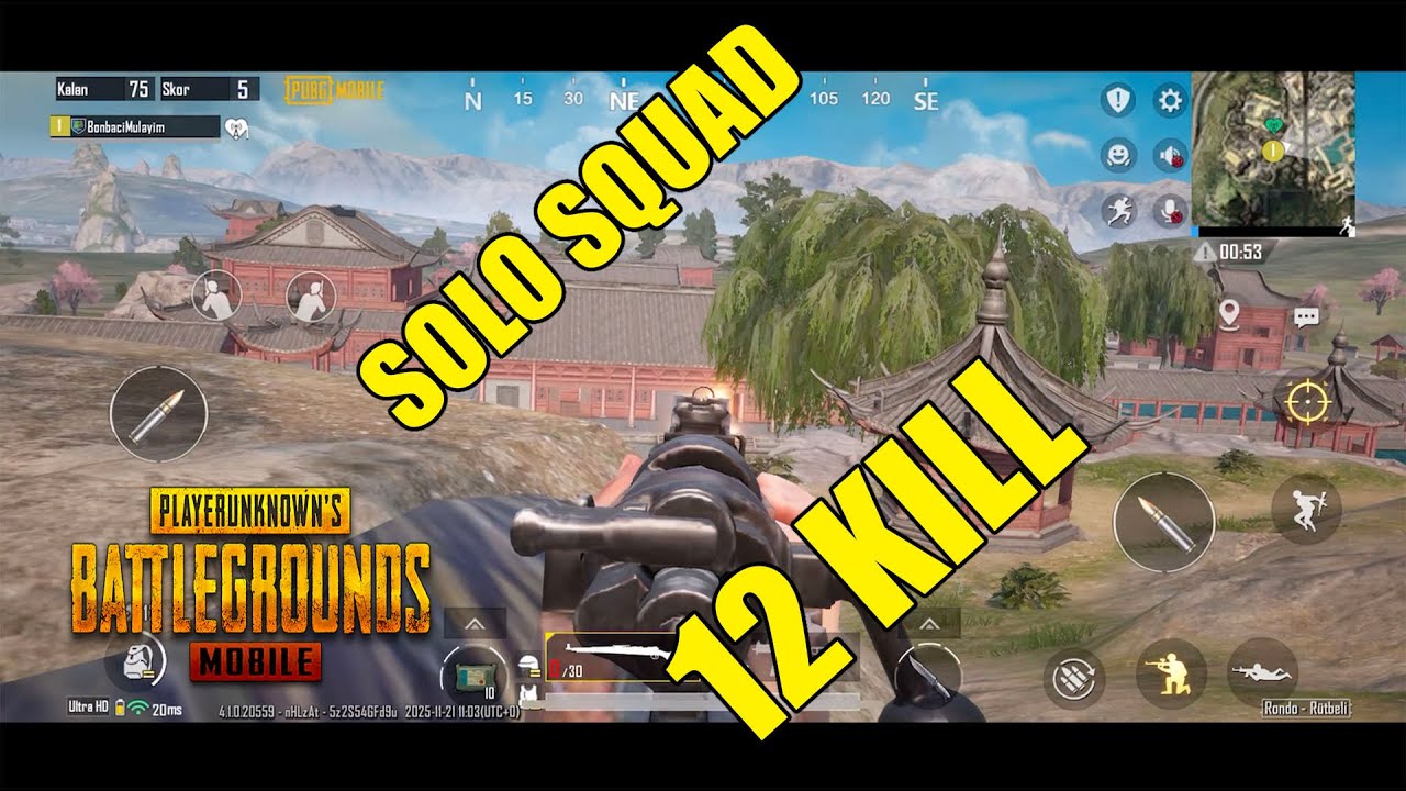 Pubg Mobile Rondo Solo Squad maç 12 eleme Yu lin