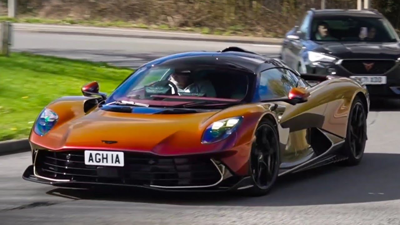 Supercars in Alderley edge (Aston Martin valhalla, Lamborghini aventador ultimae×2, Porsche gt3rs)