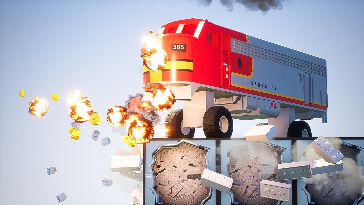 Cars vs Contact Mine On a Building - Brick Rigs