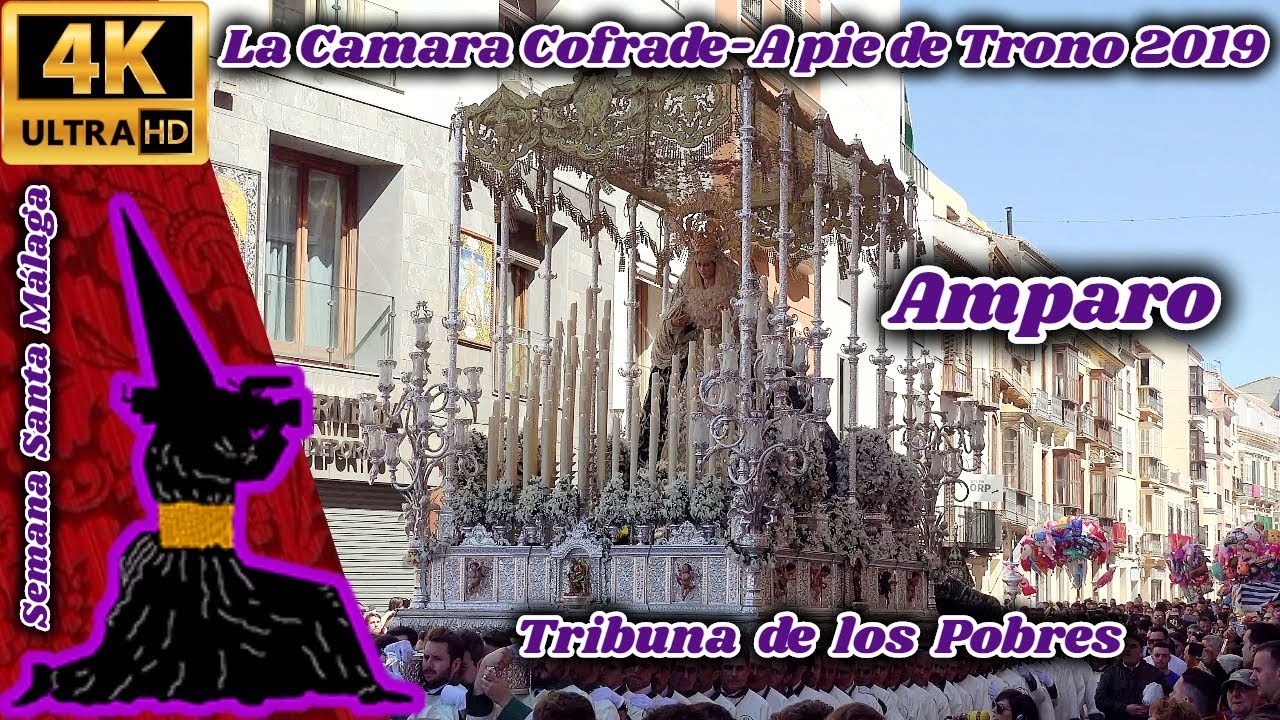 A PIE DE TRONO 2019: AMPARO (POLLINICA). TRIBUNA DE LOS POBRES. SEMANA SANTA MÁLAGA 2019. 4K