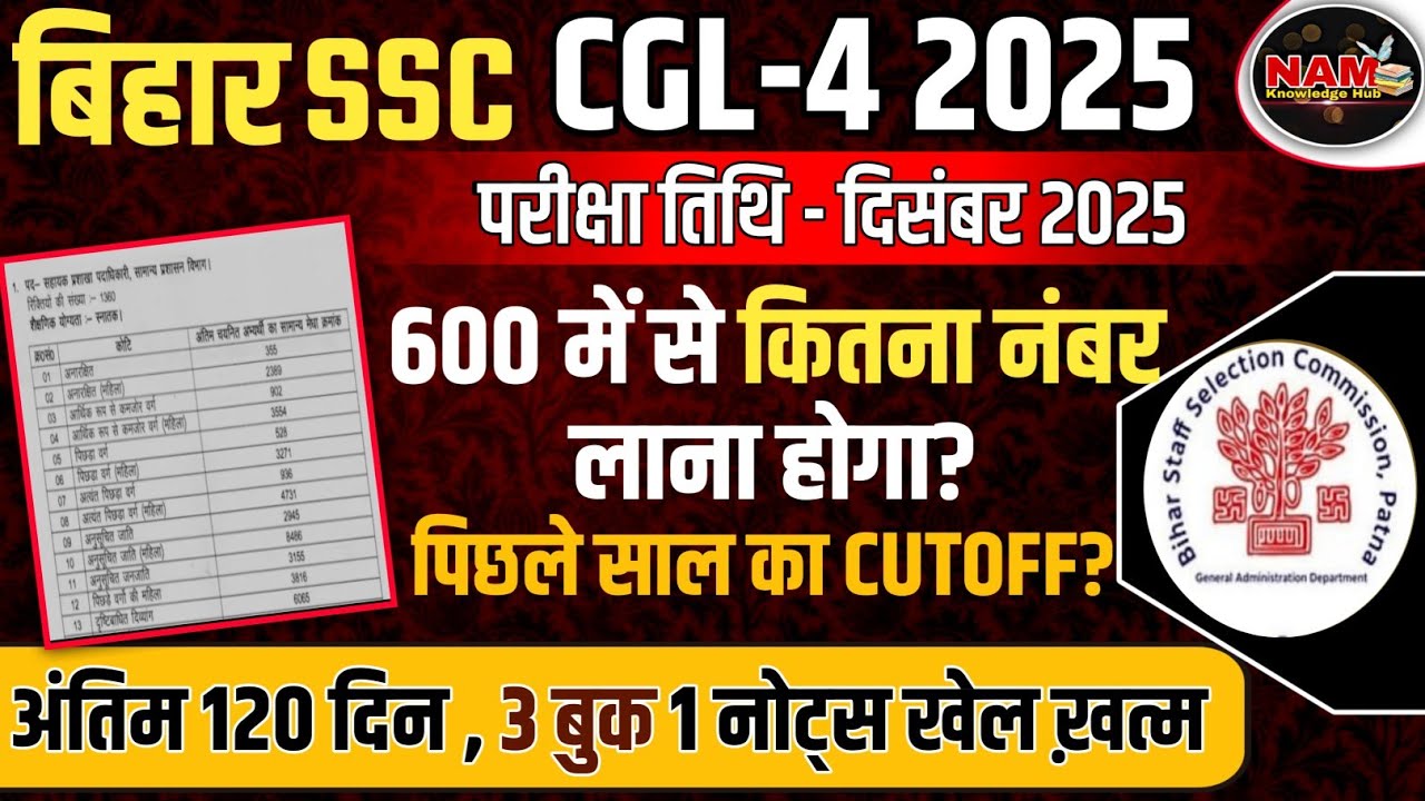BSSC CGL-4 2025 CUTOFF 2025 | 3 Books One Notes | Best Strategy | Game Over | Just do this 🔥