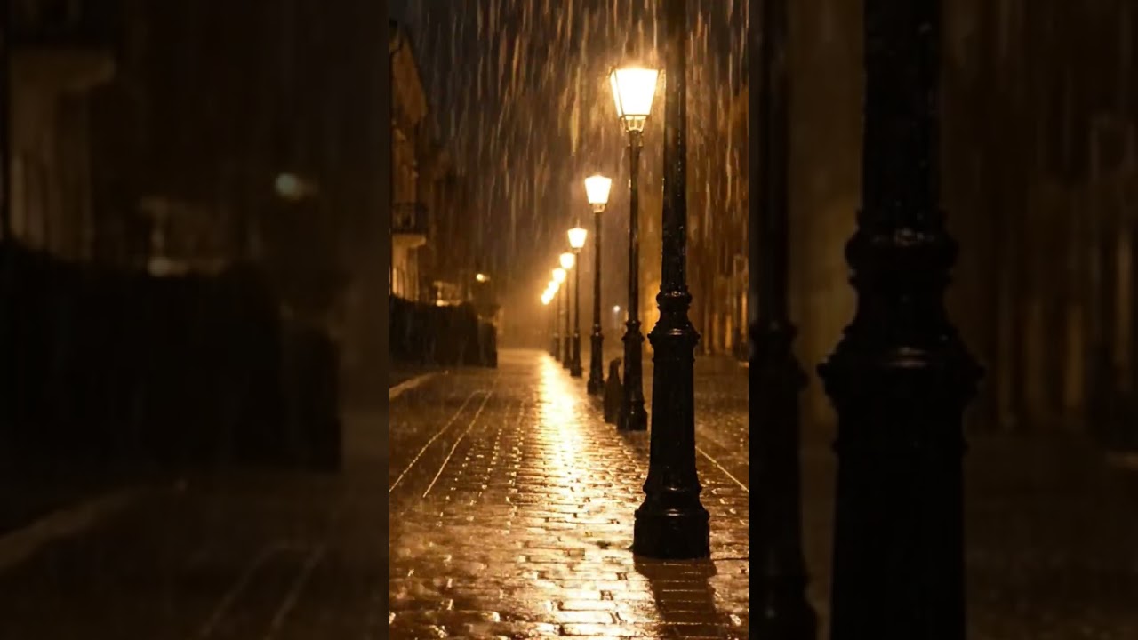 Rain in the Street – Relaxing City Rain Ambience ASMR (No Talking) 
