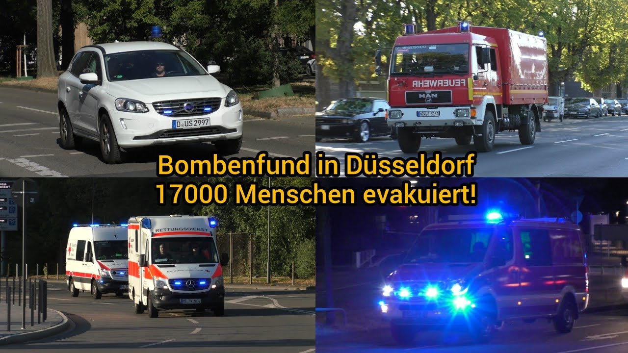 [Bombenfund in Düsseldorf/17000 Menschen evakuiert] viele Einsatzfahrten in Düsseldorf