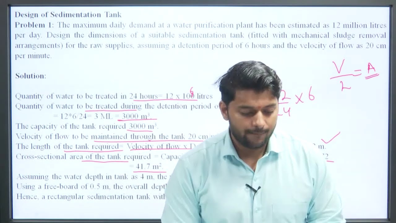 Numerical Problems on Settling Velocity & Design of Sedimentation Tank