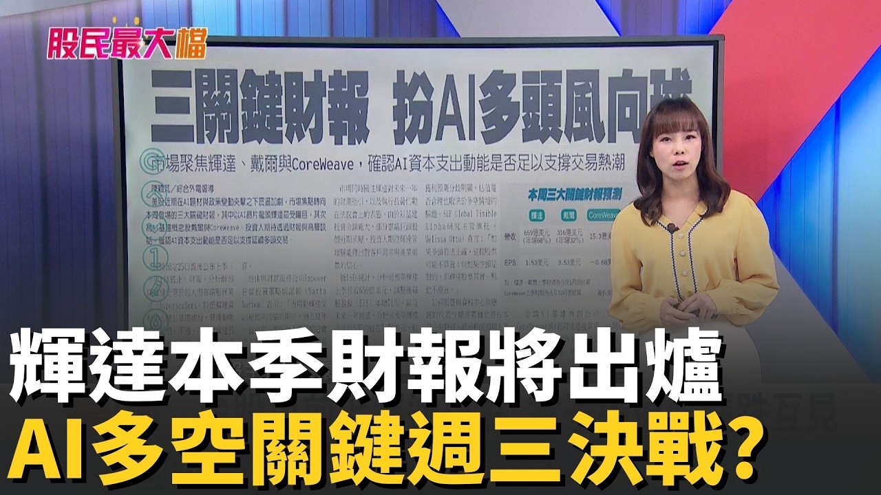 輝達本季財報將出爐 coreweave緊接在後 AI族群多空關鍵週三決戰!?【股民最大黨-關鍵權值股】｜主播 張懷慈｜＃股民最大黨 20260224｜三立iNEWS