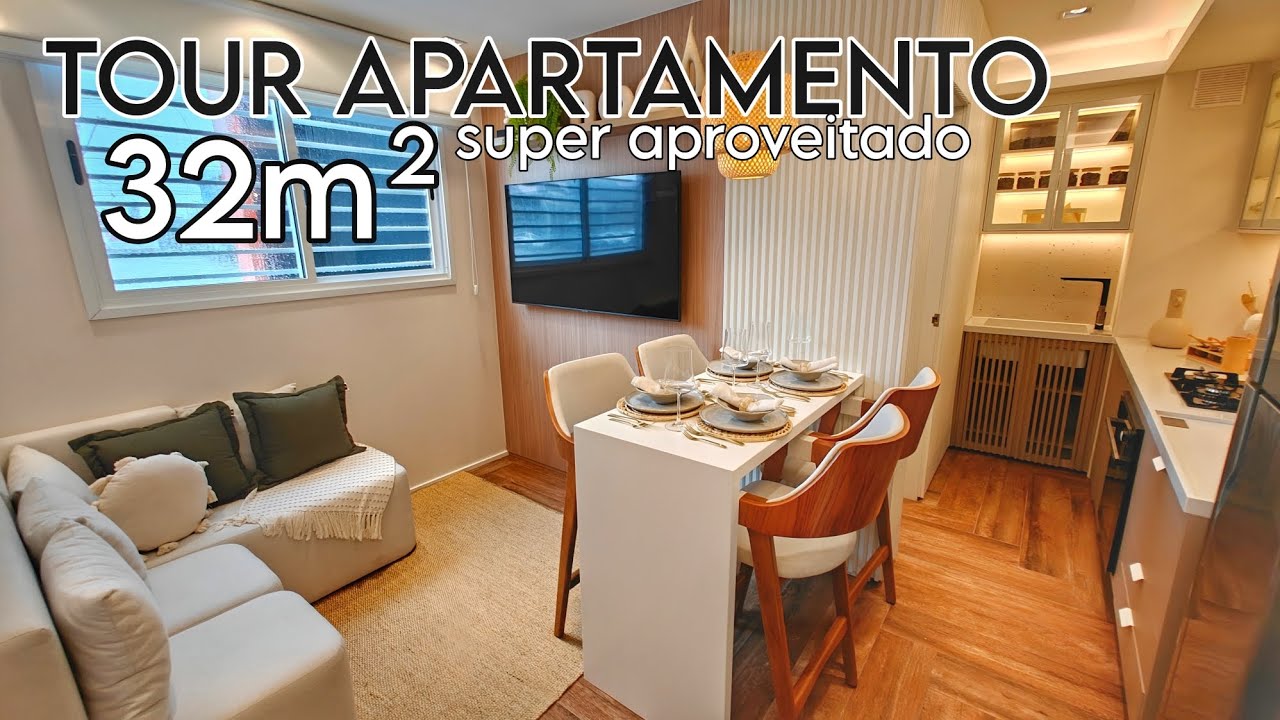 TOUR APARTAMENTO 32M&sup2; - Super aproveitado - tour Ap&ecirc; - tour Ap&ecirc; 32m&sup2; modelo decorado