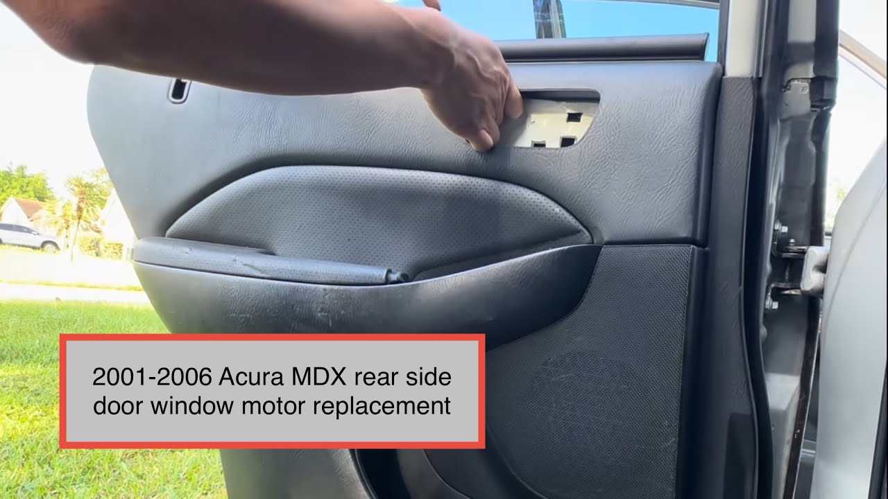 2001-2006 Acura MDX rear driver side left door window regulator motor rail replacement, Broken cable