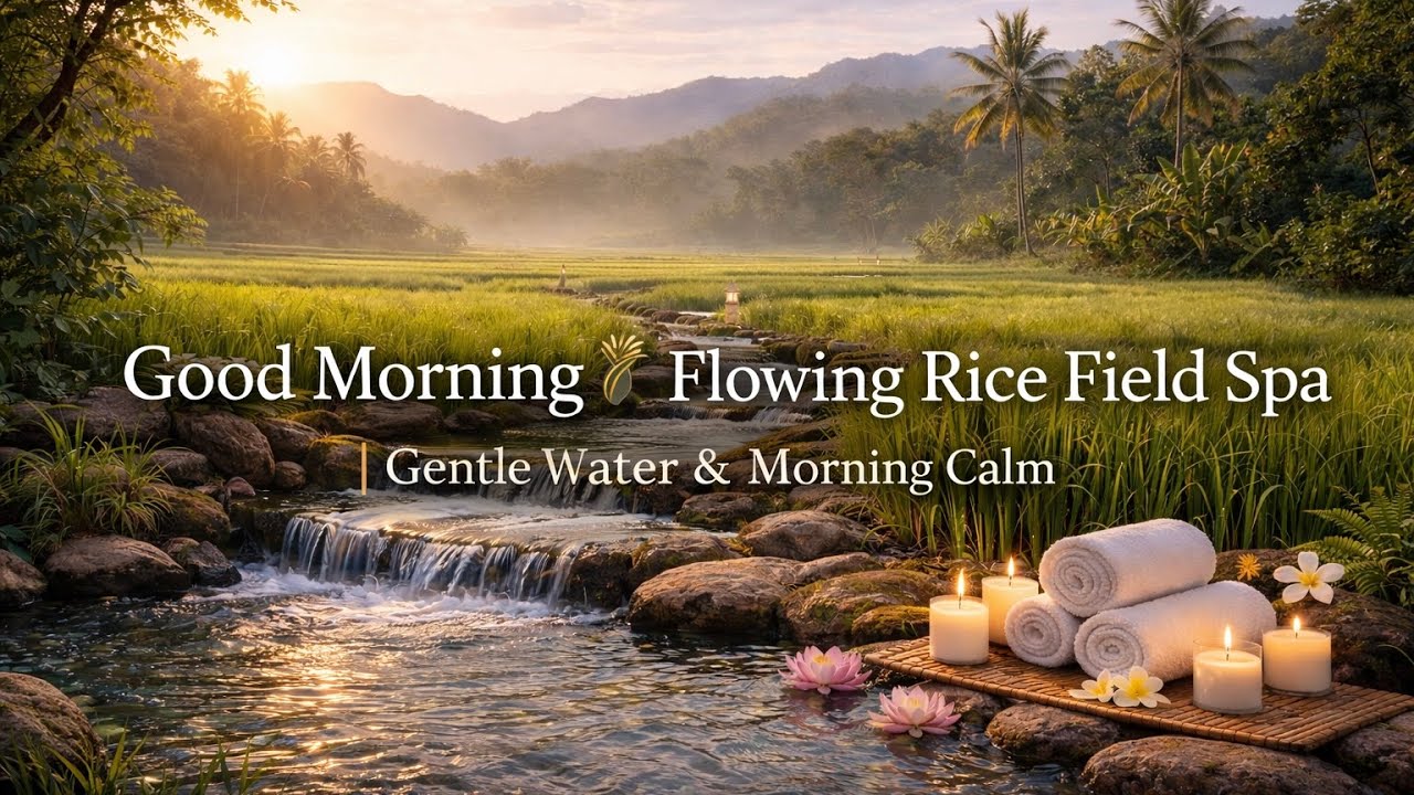 Good Morning 🌾 Flowing Rice Field Spa | Gentle Water & Morning Calm