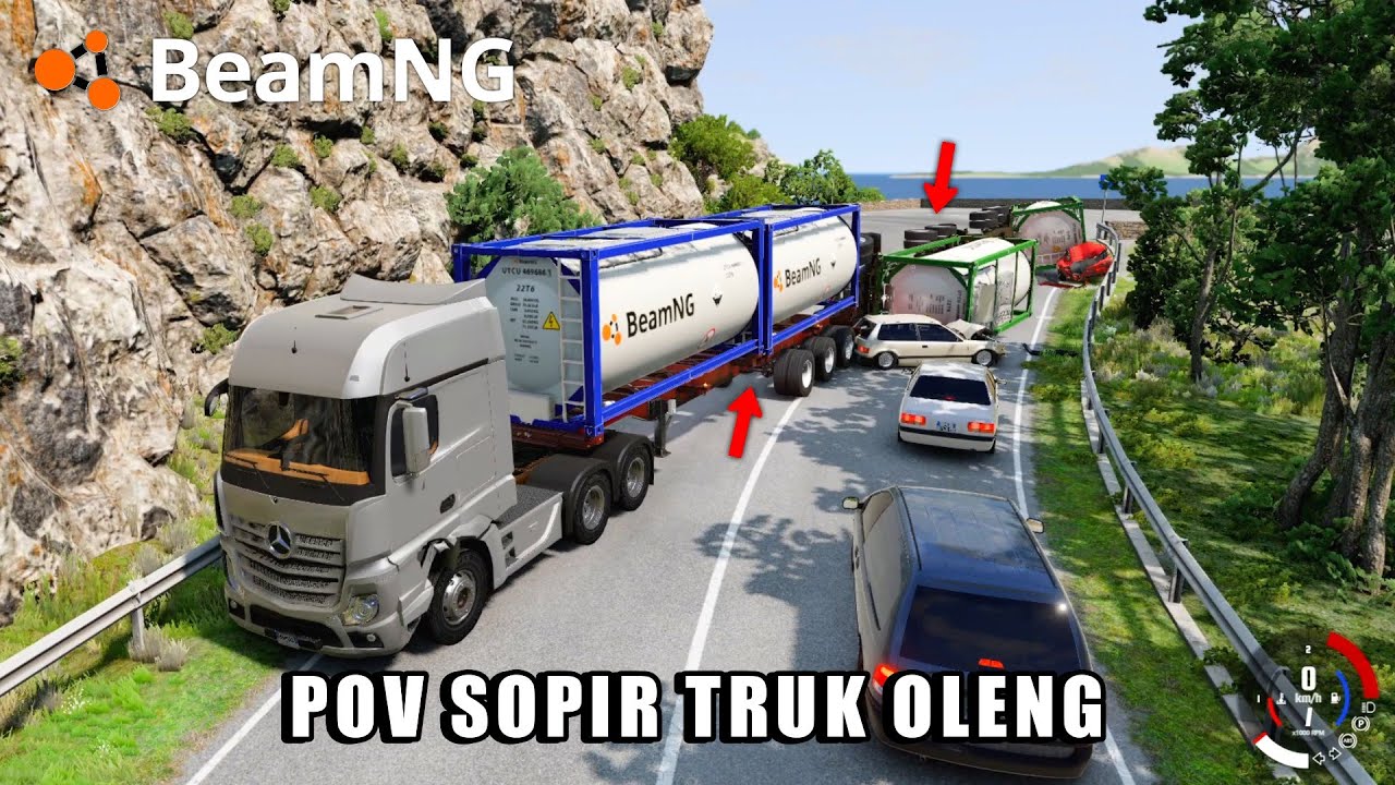 Susahnya Bawa Truk Kontainer Terpanjang Sampe Nekat Melewati Jalan Berbahaya - BeamNG Indonesia