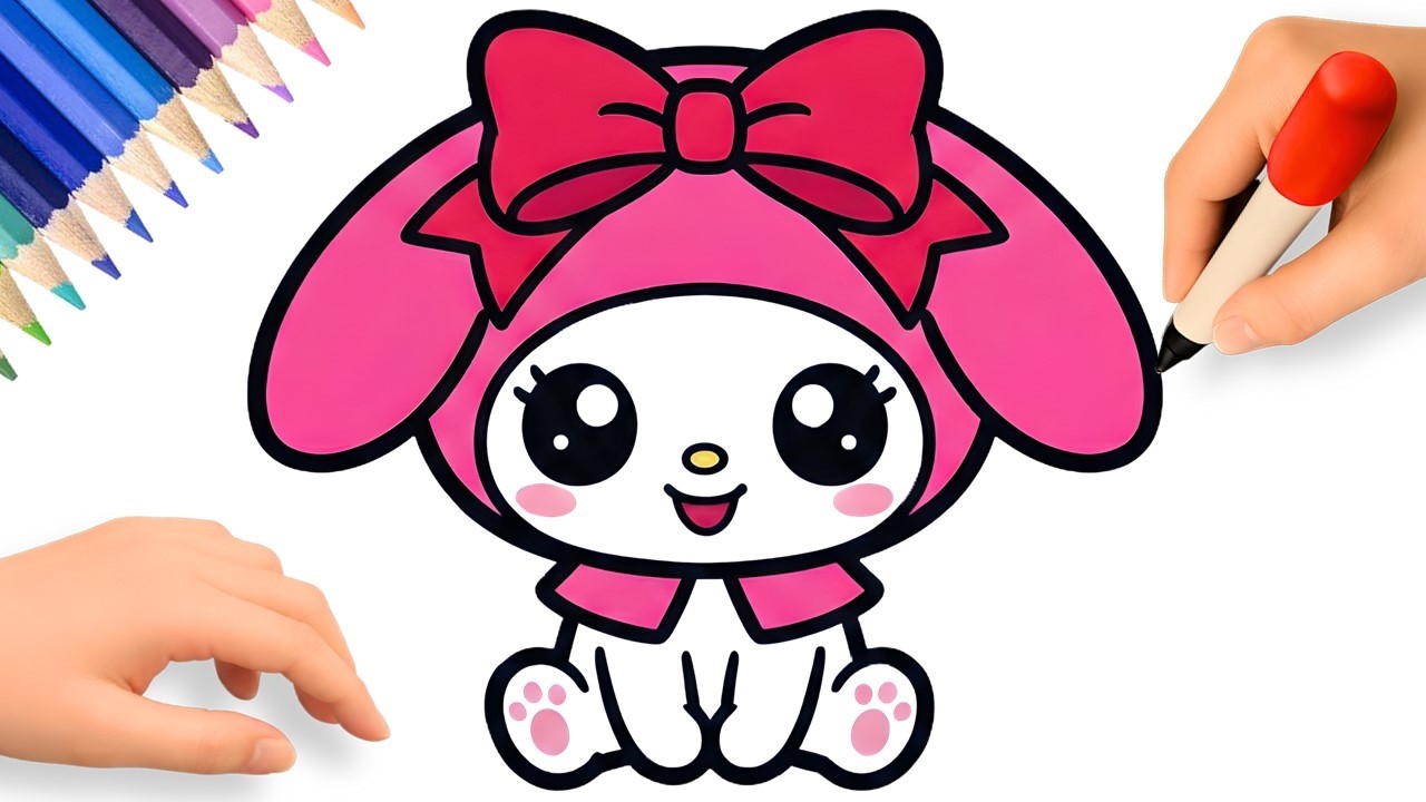 HOW TO DRAW MY MELODY KAWAII EASY 🎀