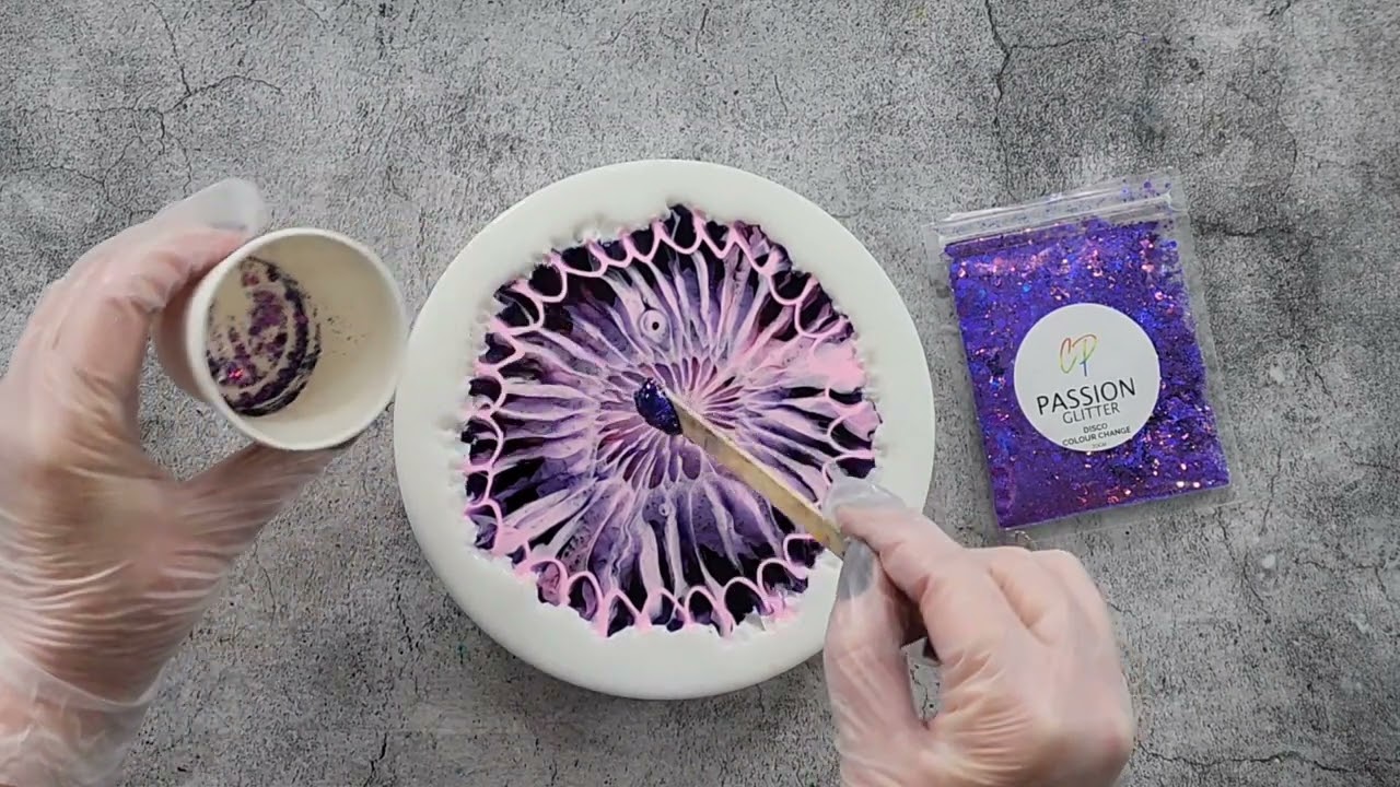 #1752 Stunning Purple Resin Dragon Flower Live Edge Coaster