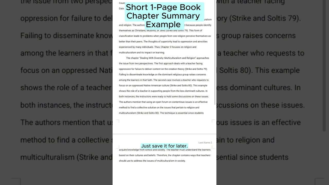 Short 1-Page Book Chapter Summary Example on Dealing With Diversity