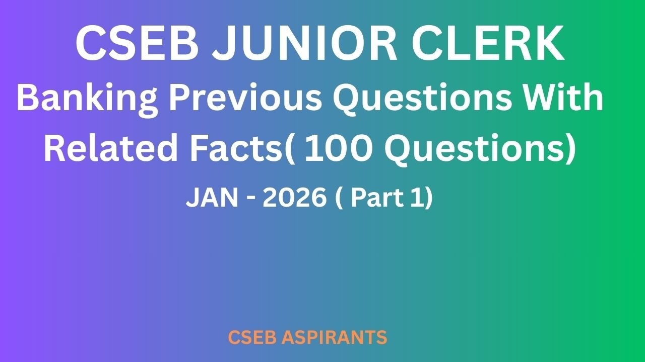 Banking Previous Questions With Related Facts/Jan2026/Part1/CSEB/Clerk/Secretary/PSC/JCI/Kerala Bank