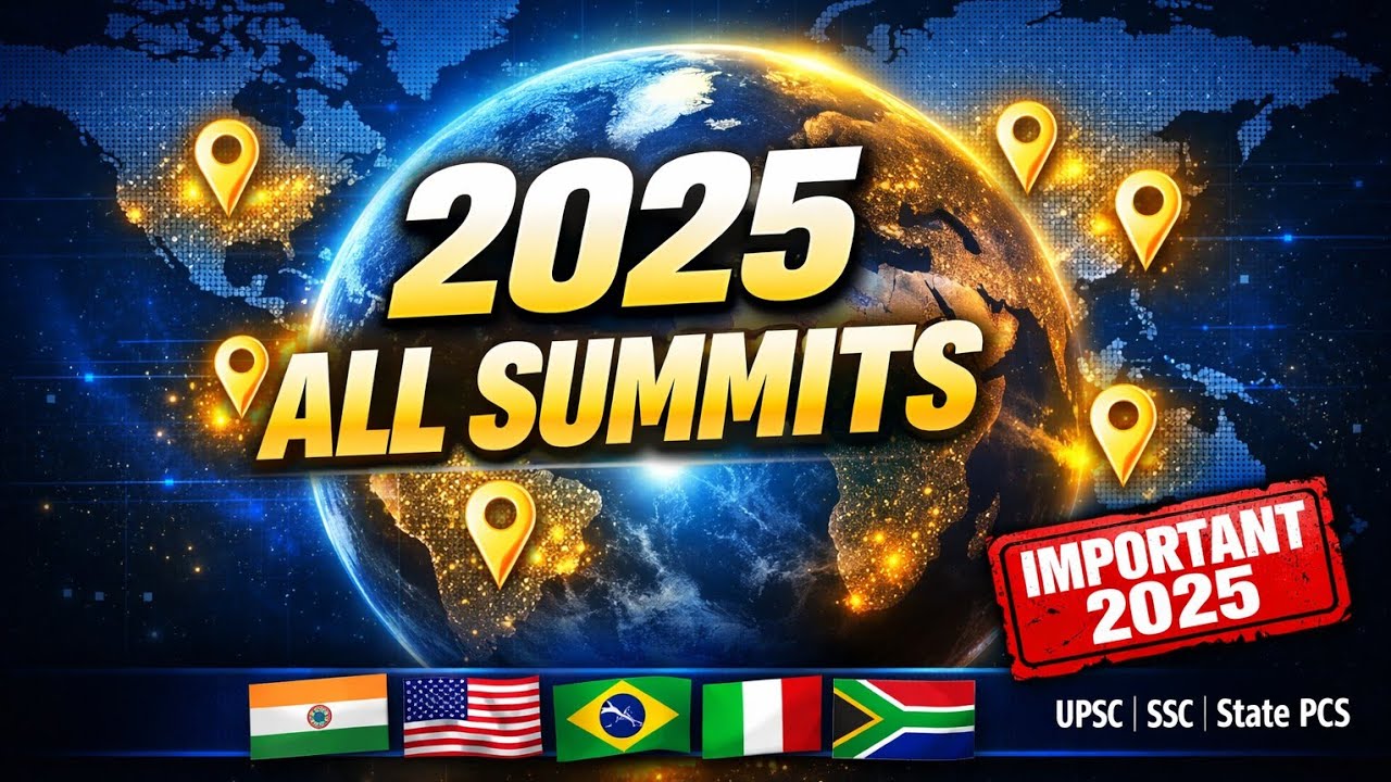 All Important International & National Summits 2025 | G20, BRICS, G7 | Complete Current Affairs