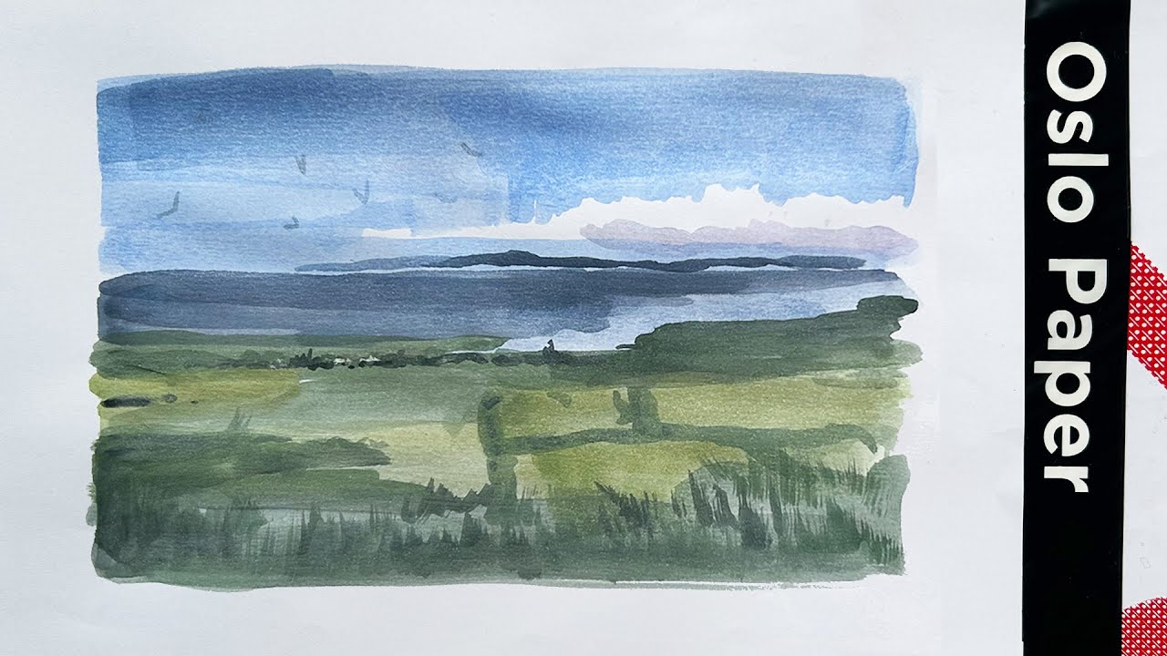 Painting a Landscape Scene on Oslo Paper with Watercolors | Real Time no Voice Over