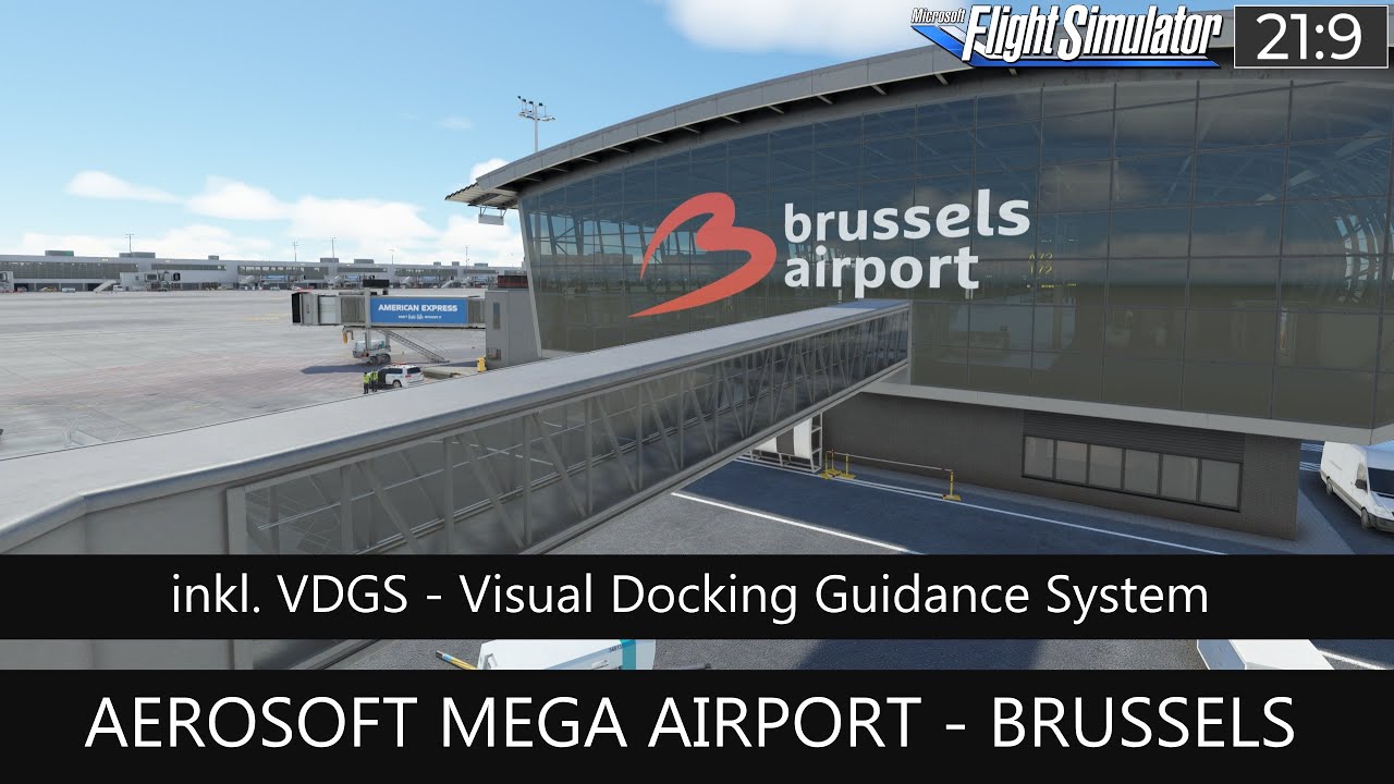Aerosoft Mega Airport - Brussels - inkl. VDGS Visual Docking Guidance System ★ MSFS 2020 Deutsch