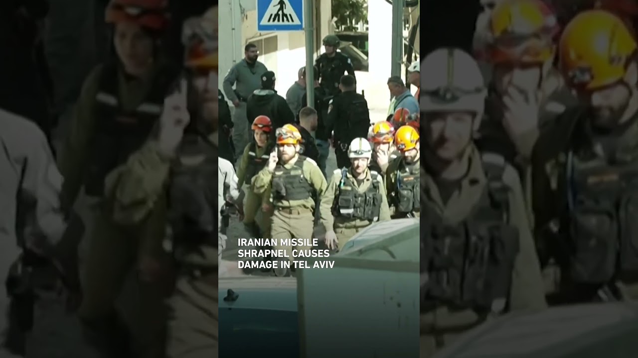 Iranian missile shrapnel causes damage in Tel Aviv.