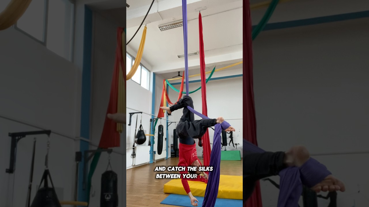 The progression from knee hook to hip lock #shorts #aerialsilks #aerial #acrobatics #circus