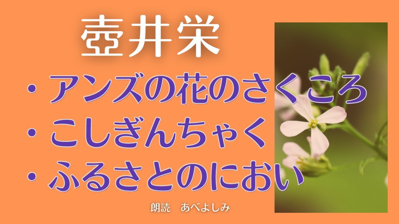 【朗読】壺井栄 「アンズの花のさくころ」「こしぎんちゃく」「ふるさとのにおい」　朗読・あべよしみ